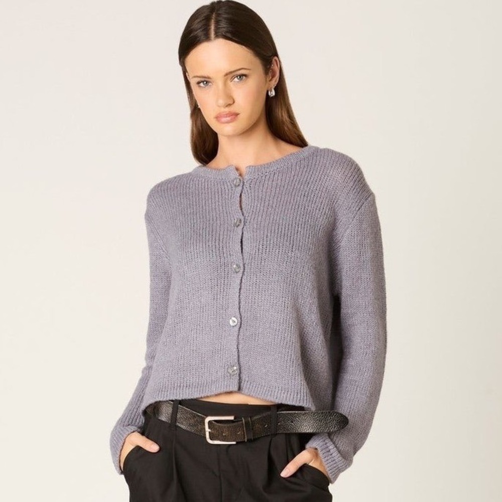 NIA Plus Ariana Grey Knit Button Down Long Sleeve Cardigan Sweater Size 1X